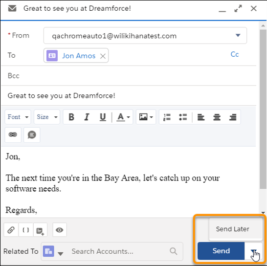 Send Later in the email composer